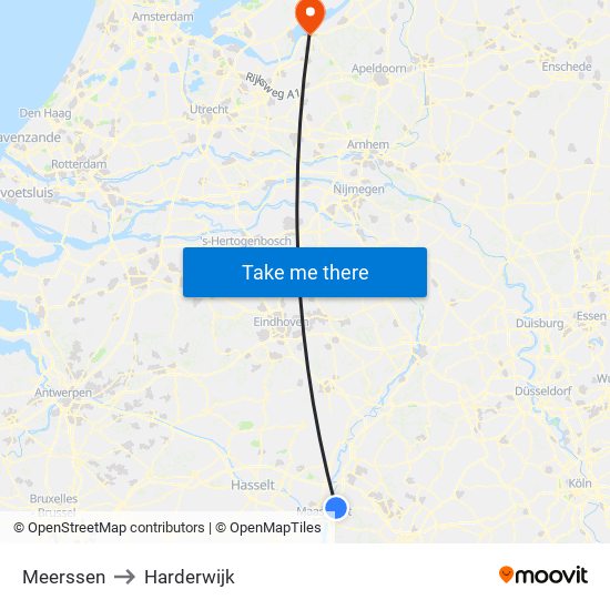 Meerssen to Harderwijk map