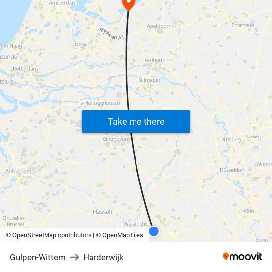 Gulpen-Wittem to Harderwijk map