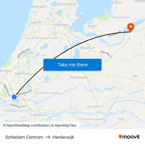 Schiedam Centrum to Harderwijk map