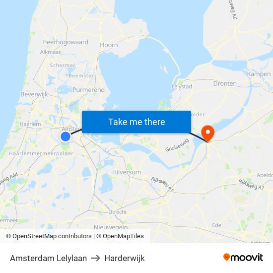 Amsterdam Lelylaan to Harderwijk map