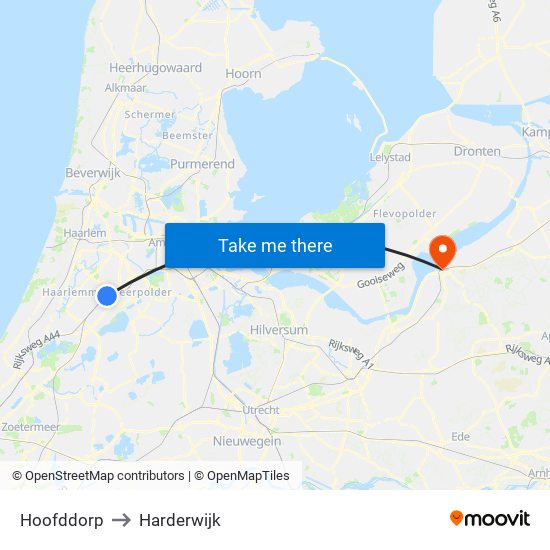 Hoofddorp to Harderwijk map