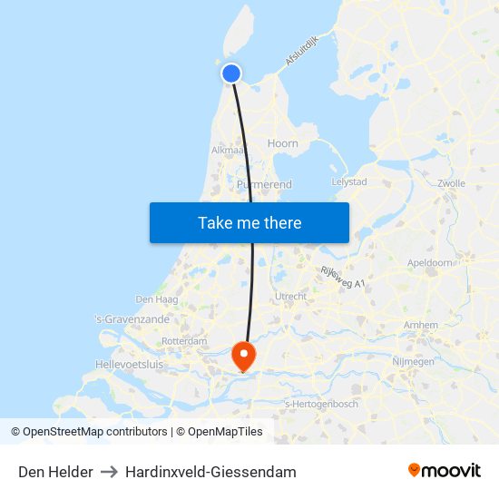 Den Helder to Hardinxveld-Giessendam map