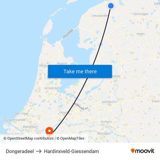 Dongeradeel to Hardinxveld-Giessendam map