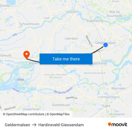 Geldermalsen to Hardinxveld-Giessendam map