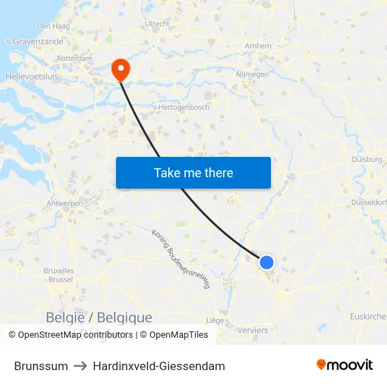 Brunssum to Hardinxveld-Giessendam map