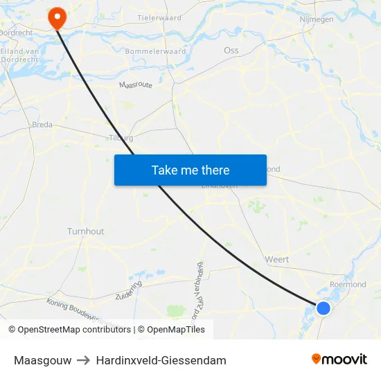 Maasgouw to Hardinxveld-Giessendam map