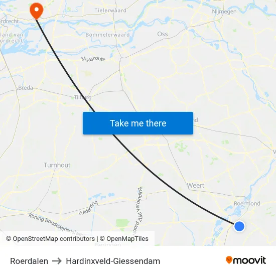 Roerdalen to Hardinxveld-Giessendam map