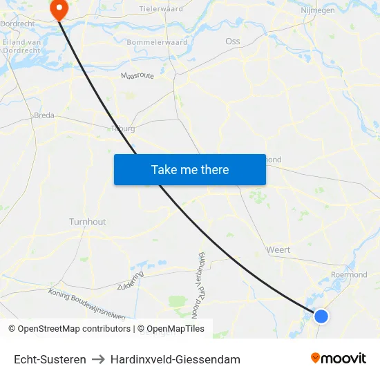 Echt-Susteren to Hardinxveld-Giessendam map