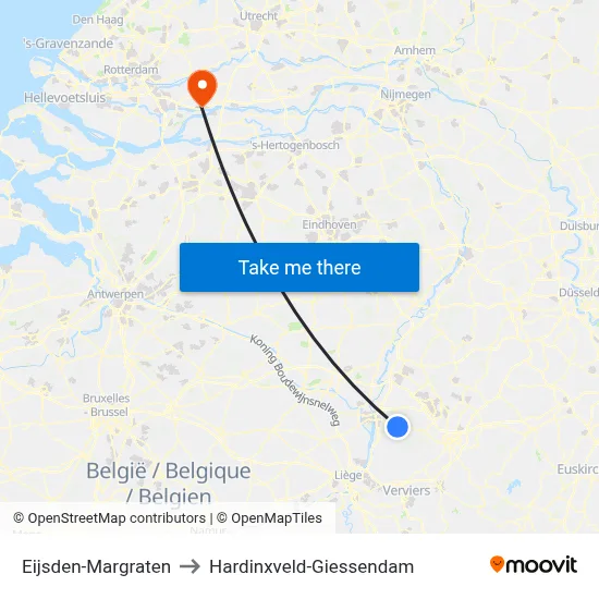 Eijsden-Margraten to Hardinxveld-Giessendam map