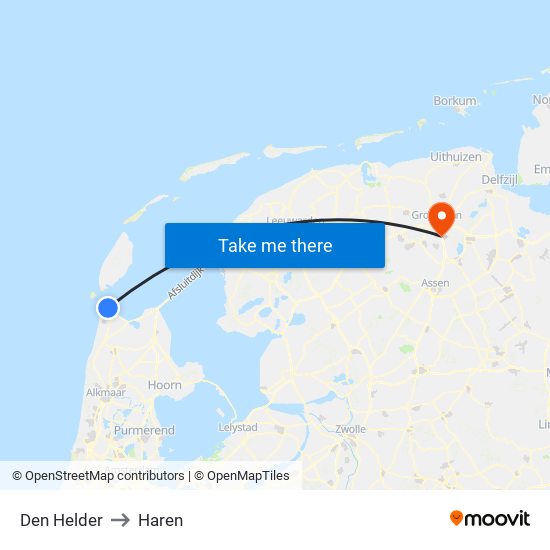 Den Helder to Haren map