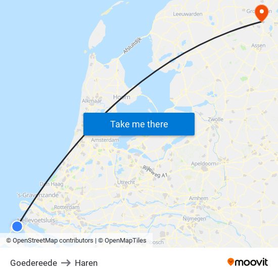 Goedereede to Haren map