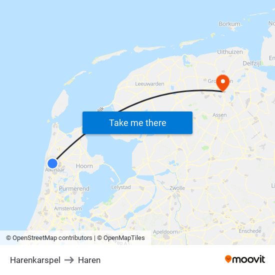 Harenkarspel to Haren map