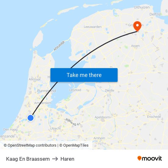 Kaag En Braassem to Haren map