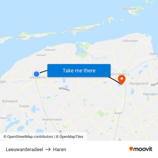 Leeuwarderadeel to Haren map