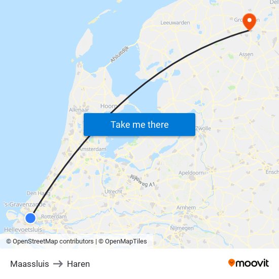 Maassluis to Haren map