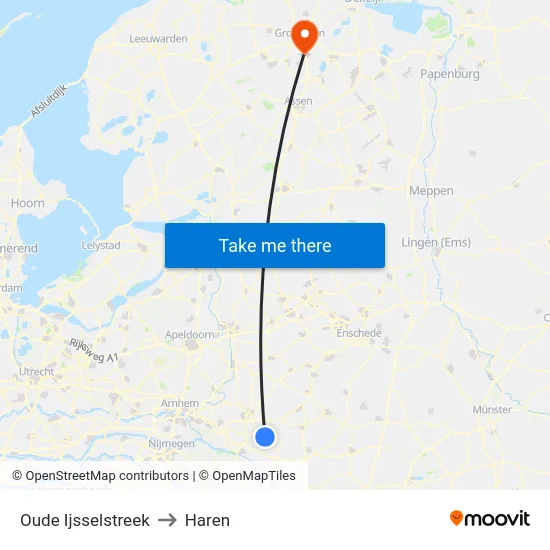 Oude Ijsselstreek to Haren map