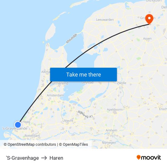 'S-Gravenhage to Haren map