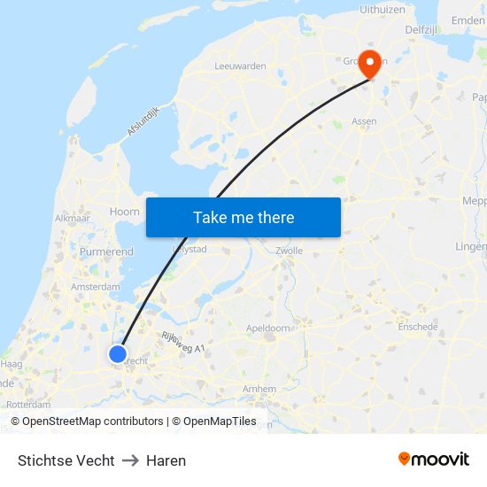 Stichtse Vecht to Haren map