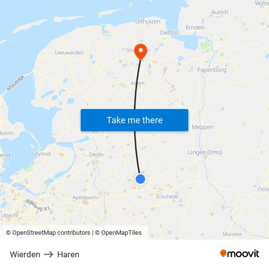 Wierden to Haren map