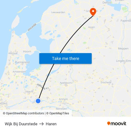 Wijk Bij Duurstede to Haren map