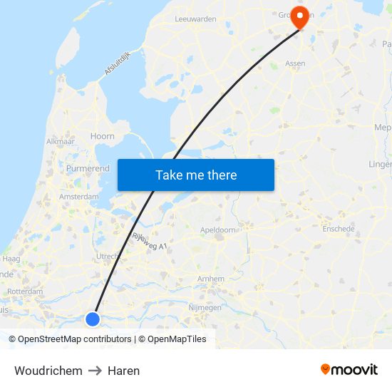 Woudrichem to Haren map