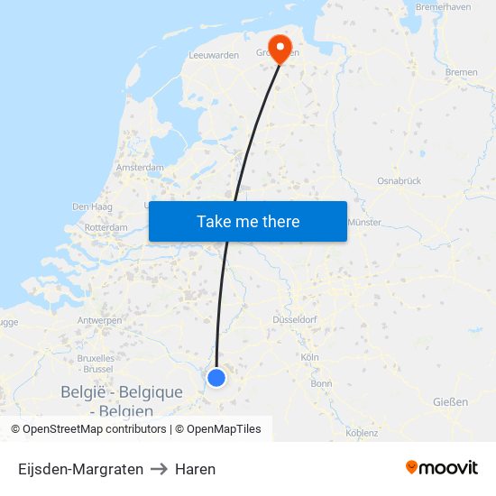 Eijsden-Margraten to Haren map