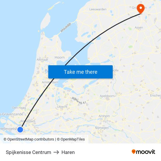 Spijkenisse Centrum to Haren map