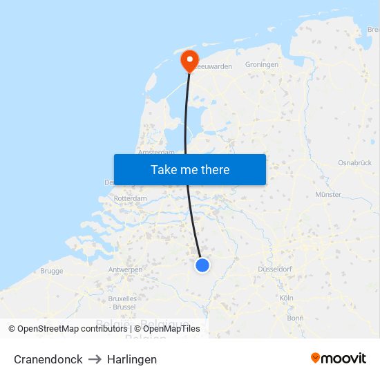 Cranendonck to Harlingen map