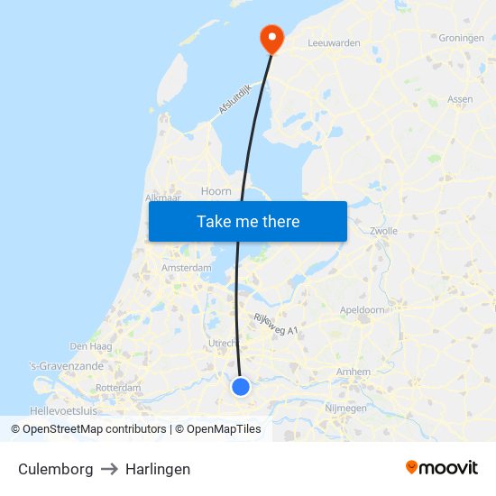 Culemborg to Harlingen map