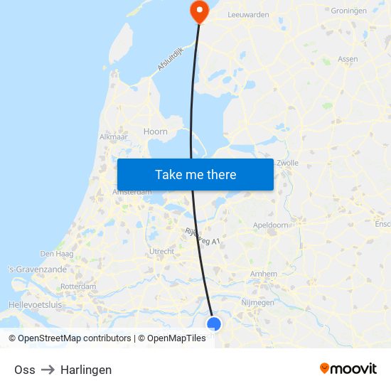 Oss to Harlingen map