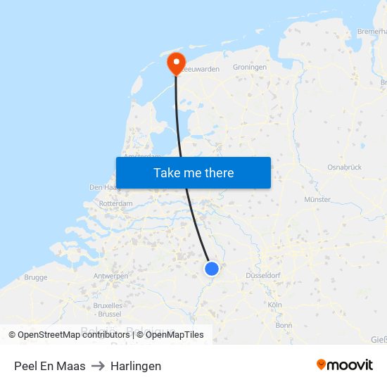 Peel En Maas to Harlingen map