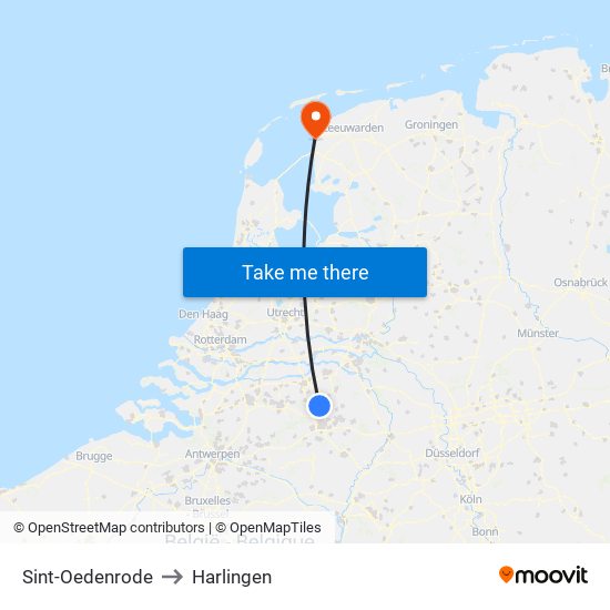 Sint-Oedenrode to Harlingen map