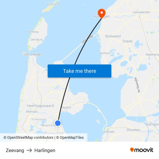 Zeevang to Harlingen map