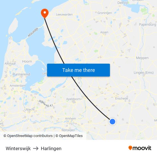 Winterswijk to Harlingen map