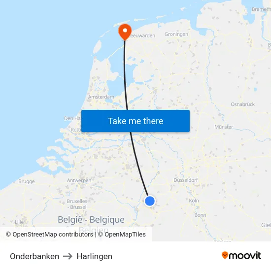 Onderbanken to Harlingen map