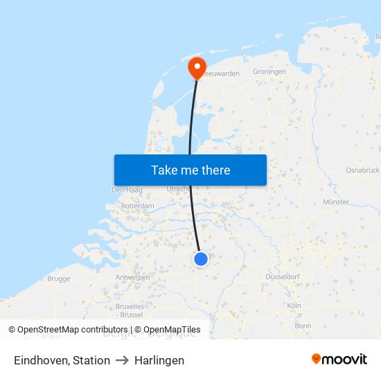 Eindhoven, Station to Harlingen map