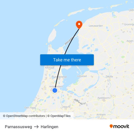Parnassusweg to Harlingen map