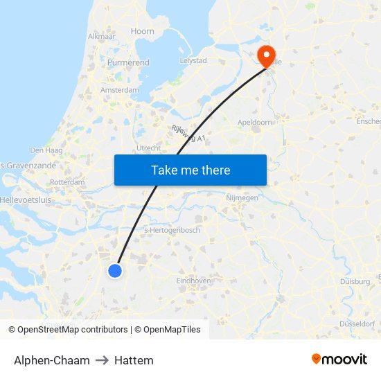 Alphen-Chaam to Hattem map