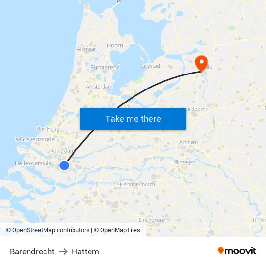 Barendrecht to Hattem map