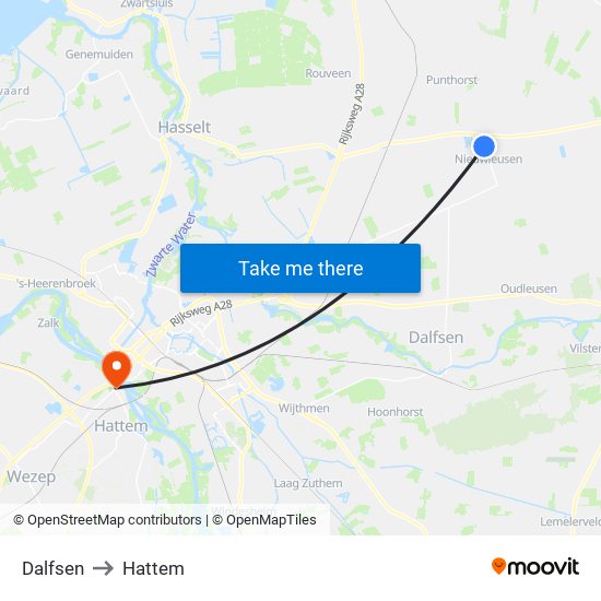Dalfsen to Hattem map