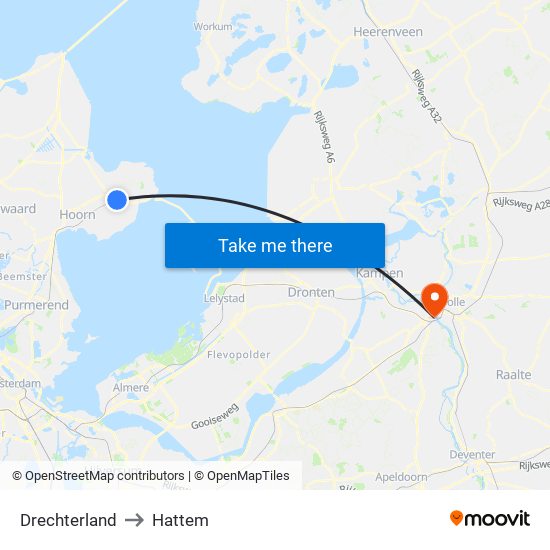 Drechterland to Hattem map