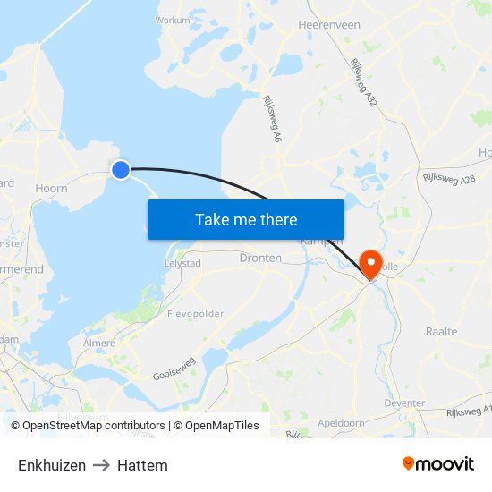 Enkhuizen to Hattem map