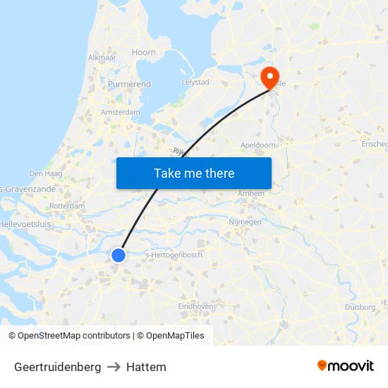 Geertruidenberg to Hattem map