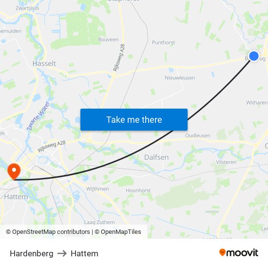 Hardenberg to Hattem map