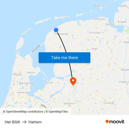 Het Bildt to Hattem map