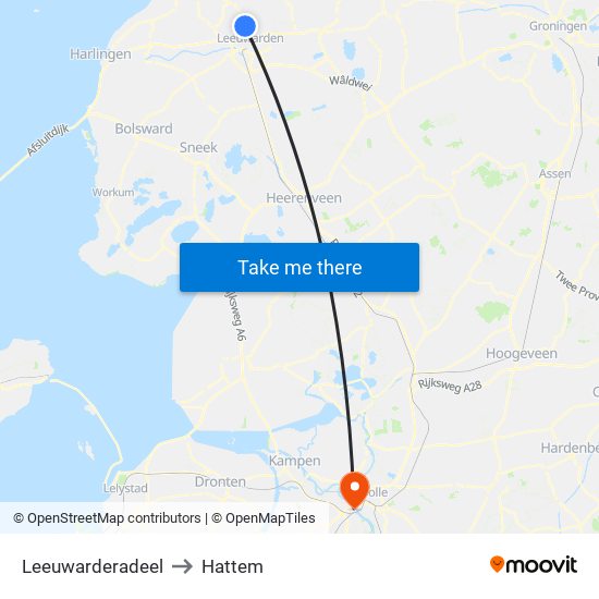 Leeuwarderadeel to Hattem map