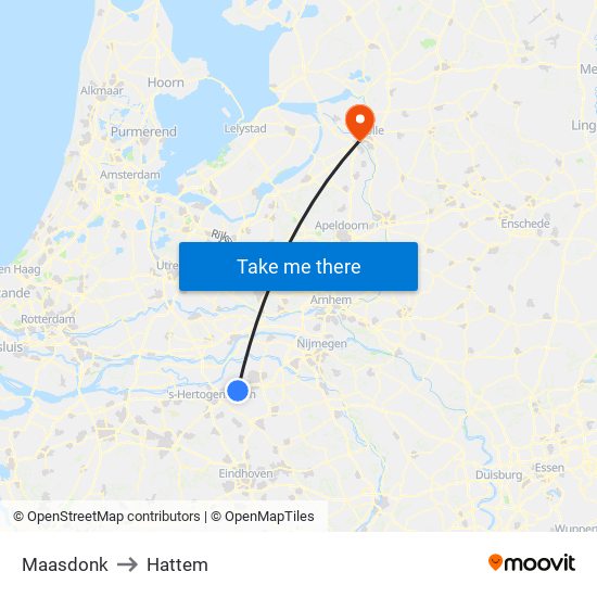 Maasdonk to Hattem map