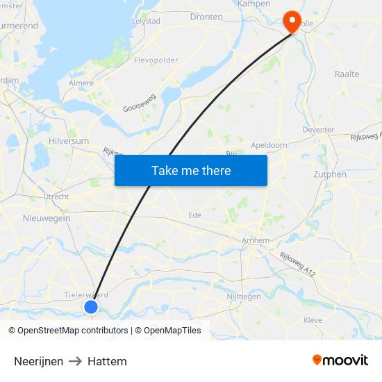 Neerijnen to Hattem map