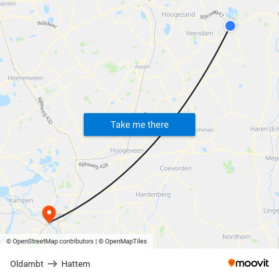 Oldambt to Hattem map