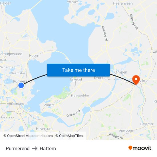 Purmerend to Hattem map